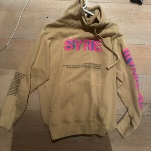 Syre Tan Hoodie with Pink Accents Size M